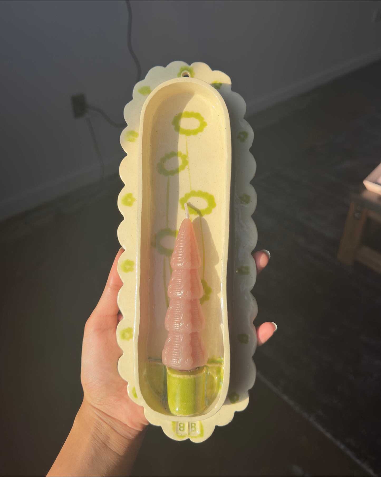 Floral candlestick holder